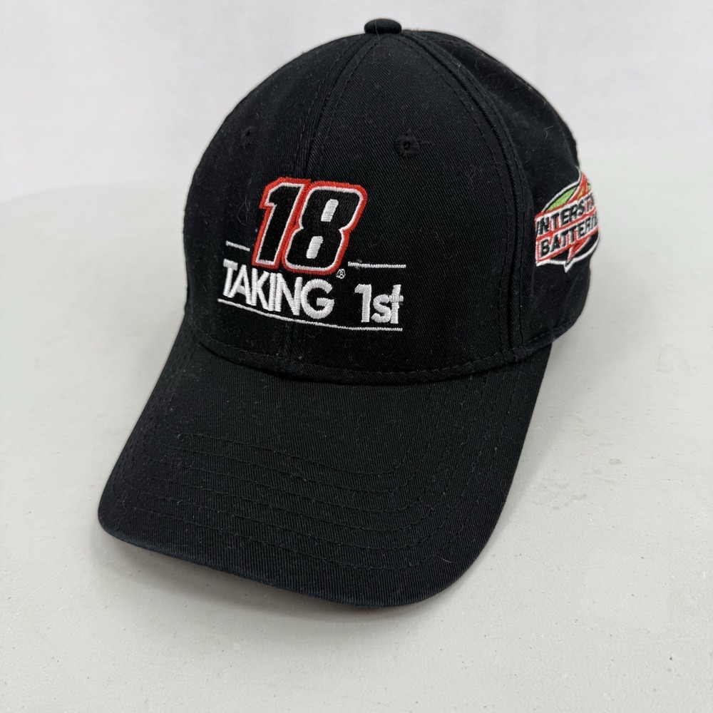 18 Taking 1st Hat NASCAR Joe Gibbs Racing Black Adjustable Interstate Batteries